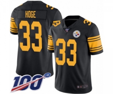 Men's Pittsburgh Steelers #33 Merril Hoge Limited Black Rush Vapor Untouchable 100th Season Football Jersey