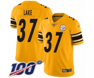 Men's Pittsburgh Steelers #37 Carnell Lake Limited Gold Inverted Legend 100th Season Football Jersey