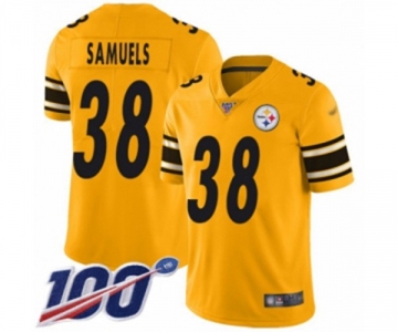 Men's Pittsburgh Steelers #38 Jaylen Samuels Limited Gold Inverted Legend 100th Season Football Jersey