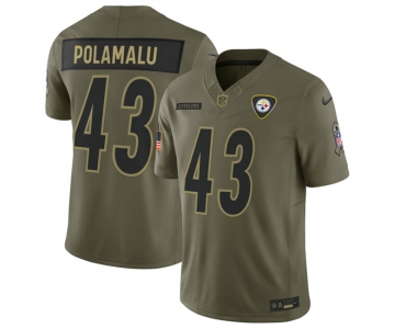 Men's Pittsburgh Steelers #43 Troy Polamalu Olive 2025 F.U.S.E. Salute to Service Limited Football Stitched Jersey