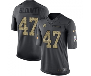 Men's Pittsburgh Steelers #47 Mel Blount Limited Black 2016 Salute to Service Football Jersey