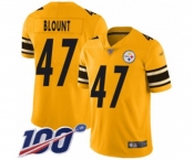 Men's Pittsburgh Steelers #47 Mel Blount Limited Gold Inverted Legend 100th Season Football Jersey