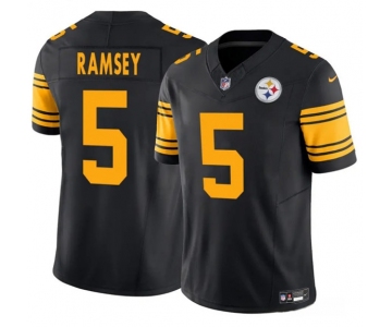 Men's Pittsburgh Steelers #5 Jalen Ramsey Black 2025 F.U.S.E. Color Rush Vapor Limited Football Stitched Jersey