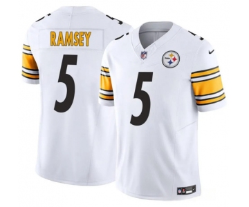 Men's Pittsburgh Steelers #5 Jalen Ramsey White 2025 F.U.S.E. Vapor Limited Football Stitched Jersey