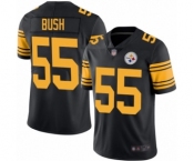 Men's Pittsburgh Steelers #55 Devin Bush Limited Black Rush Vapor Untouchable Football Jersey