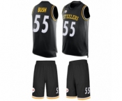 Men's Pittsburgh Steelers #55 Devin Bush Limited Black Tank Top Suit Football Jersey