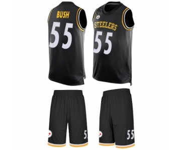 Men's Pittsburgh Steelers #55 Devin Bush Limited Black Tank Top Suit Football Jersey