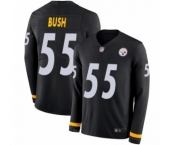Men's Pittsburgh Steelers #55 Devin Bush Limited Black Therma Long Sleeve Football Jersey