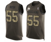 Men's Pittsburgh Steelers #55 Devin Bush Limited Green Salute to Service Tank Top Football Jersey