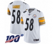 Men's Pittsburgh Steelers #58 Jack Lambert White Vapor Untouchable Limited Player 100th Season Football Jersey