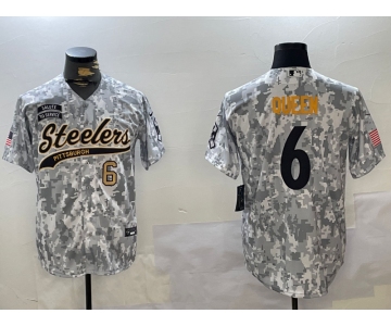 Men's Pittsburgh Steelers #6 Patrick Queen Arctic Camo 2024 Salute to Service Stitched Baseball Jerseys