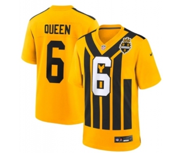 Men's Pittsburgh Steelers #6 Patrick Queen Gold 1933 Throwback Alternate Stitched Football Jersey