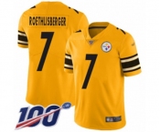 Men's Pittsburgh Steelers #7 Ben Roethlisberger Limited Gold Inverted Legend 100th Season Football Jersey
