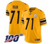 Men's Pittsburgh Steelers #71 Matt Feiler Limited Gold Inverted Legend 100th Season Football Jersey