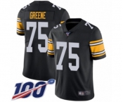 Men's Pittsburgh Steelers #75 Joe Greene Black Alternate Vapor Untouchable Limited Player 100th Season Football Jersey