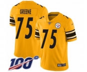 Men's Pittsburgh Steelers #75 Joe Greene Limited Gold Inverted Legend 100th Season Football Jersey