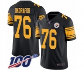 Men's Pittsburgh Steelers #76 Chukwuma Okorafor Limited Black Rush Vapor Untouchable 100th Season Football Jersey