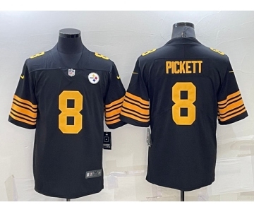 Men's Pittsburgh Steelers #8 Kenny Pickett Black Color Rush Stitched Jersey