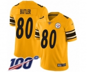 Men's Pittsburgh Steelers #80 Jack Butler Limited Gold Inverted Legend 100th Season Football Jersey