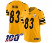 Men's Pittsburgh Steelers #83 Heath Miller Limited Gold Inverted Legend 100th Season Football Jersey