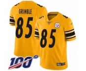 Men's Pittsburgh Steelers #85 Xavier Grimble Limited Gold Inverted Legend 100th Season Football Jersey