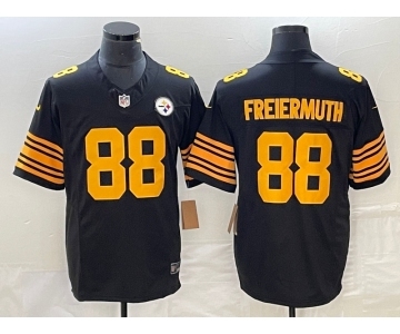 Men's Pittsburgh Steelers #88 Pat Freiermuth Black Yellow 2023 FUSE Color Rush Stitched Nike Limited Jersey