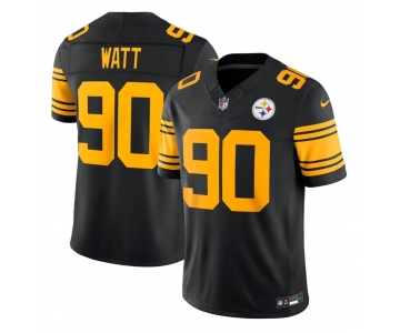 Men's Pittsburgh Steelers #90 T. J. Watt Black 2025 F.U.S.E. Color Rush Vapor Limited Football Stitched Jersey