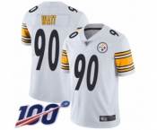 Men's Pittsburgh Steelers #90 T. J. Watt White Vapor Untouchable Limited Player 100th Season Football Jersey