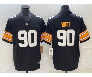 Men's Pittsburgh Steelers #90 TJ Watt Black 2023 FUSE Vapor Limited Stitched Throwback Jersey