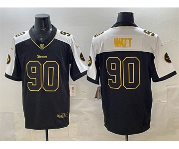 Men's Pittsburgh Steelers #90 T.J. Watt Black White F.U.S.E. Vapor Untouchable Limited Football Stitched Jersey