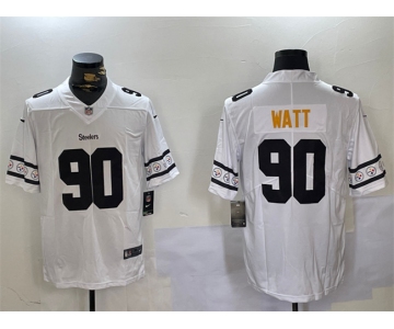 Men's Pittsburgh Steelers #90 T.J. Watt White 2019 Team Logo Cool Edition Stitched Jersey