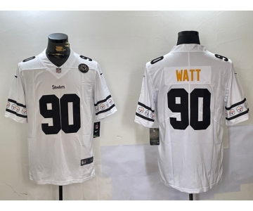 Men's Pittsburgh Steelers #90 T.J. Watt White 2019 Team Logo Cool Edition Stitched Jerseys