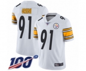 Men's Pittsburgh Steelers #91 Kevin Greene White Vapor Untouchable Limited Player 100th Season Football Jersey