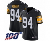 Men's Pittsburgh Steelers #94 Tyson Alualu Black Alternate Vapor Untouchable Limited Player 100th Season Football Jersey