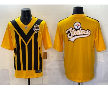 Men's Pittsburgh Steelers Team Big Logo Gold 1933 Throwback Alternate Football Stitched Jersey