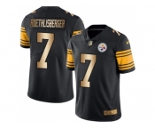 Nike Pittsburgh Steelers #7 Ben Roethlisberger Black Men's Stitched NFL Limited Gold Rush Jersey
