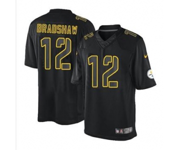 nike nfl jerseys pittsburgh steelers #12 bradshaw black[nike impact limited]