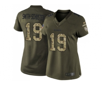 Women Nike Pittsburgh Steelers #19 JuJu Smith-Schuster Green Stitched NFL Limited 2015 Salute to Service Jersey