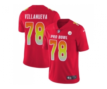 Women Nike Pittsburgh Steelers #78 Alejandro Villanueva Red Stitched NFL Limited AFC 2018 Pro Bowl Jersey