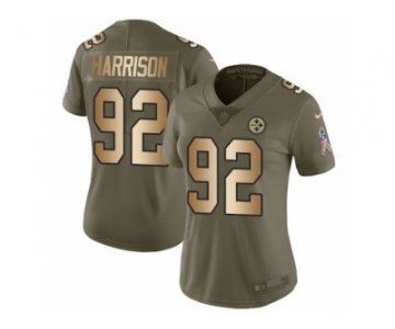 Women Nike Pittsburgh Steelers #92 James Harrison Limited Olive Gold 2017 Salute to Service NFL Jersey