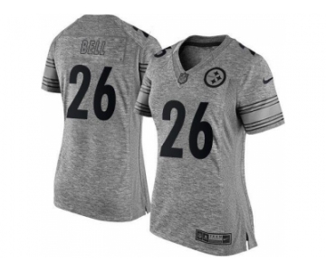 Women Nike Steelers #26 Le'Veon Bell Gray Stitched NFL Limited Gridiron Gray Jersey