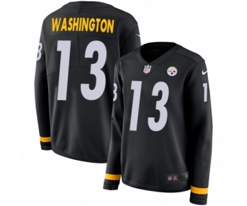 Women's Nike Pittsburgh Steelers #13 James Washington Limited Black Therma Long Sleeve NFL Jersey