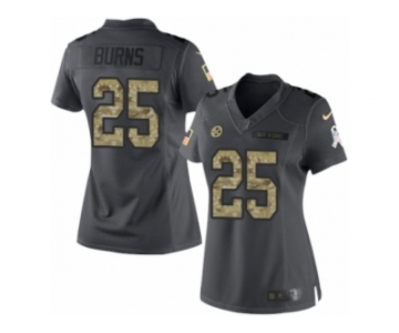 Women's Nike Pittsburgh Steelers #25 Artie Burns Limited Black 2016 Salute to Service NFL Jersey