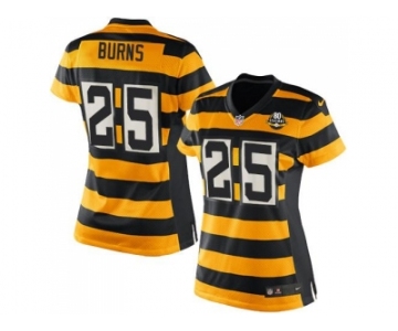 Women's Nike Pittsburgh Steelers #25 Artie Burns Yellow Black Alternate Stitched NFL Elite Jersey