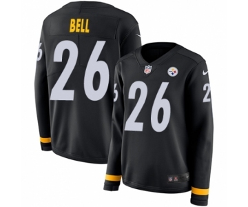 Women's Nike Pittsburgh Steelers #26 Le'Veon Bell Limited Black Therma Long Sleeve NFL Jersey