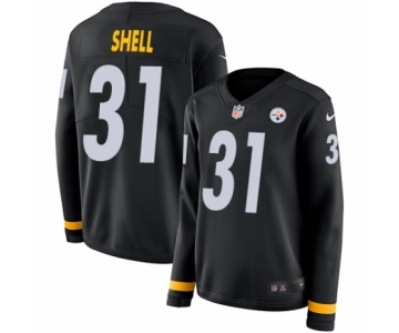 Women's Nike Pittsburgh Steelers #31 Donnie Shell Limited Black Therma Long Sleeve NFL Jersey