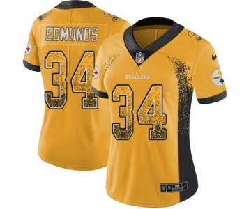 Women's Nike Pittsburgh Steelers #34 Terrell Edmunds Limited Gold Rush Drift Fashion NFL Jersey