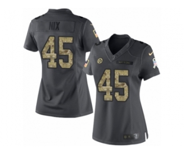 Women's Nike Pittsburgh Steelers #45 Roosevelt Nix Limited Black 2016 Salute to Service NFL Jersey