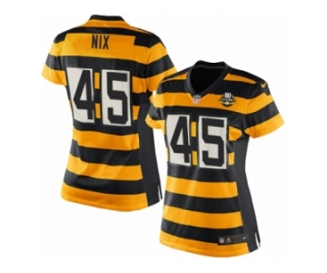 Women's Nike Pittsburgh Steelers #45 Roosevelt Nix Limited Yellow Black Alternate 80TH Anniversary Throwback NFL Jersey