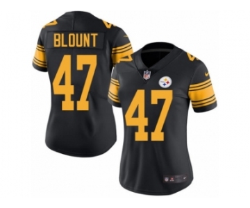 Women's Nike Pittsburgh Steelers #47 Mel Blount Limited Black Rush NFL Jersey